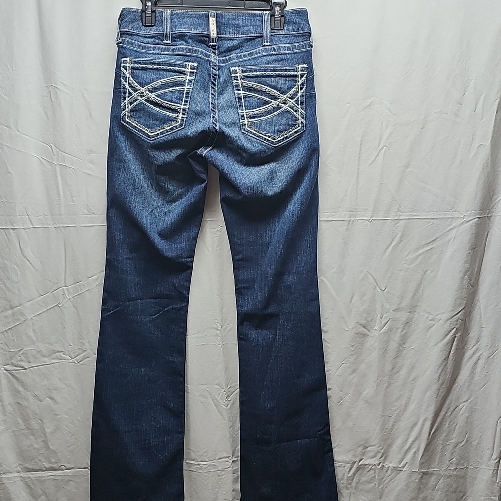 Ariat Indigo Bootcut Jeans with White Contrast Stitching - Picture 6 of 16